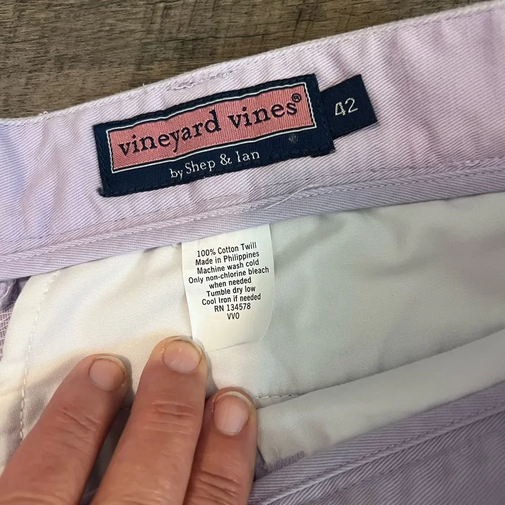 Vineyard Vines Mens Club Shorts Cotton Twill Lavender Preppy Casual Size 42